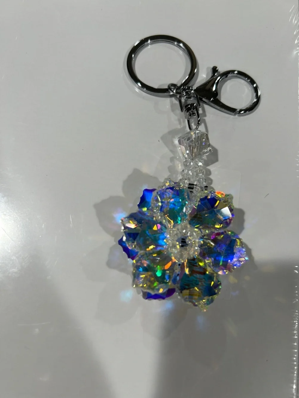 Iridescent Crystal Color Changing Flower Keychain -